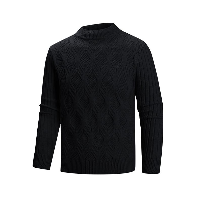Pull homme à motif losanges rétro vintage en maille losanges - Coupe décontractée, col rond, idéal pour la superposition décontractée (Noir, Kaki, Crème, Bleu)_voghion.com
