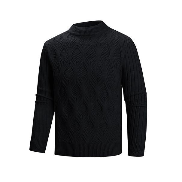 Pull homme à motif losanges rétro vintage en maille losanges - Coupe décontractée, col rond, idéal pour la superposition décontractée (Noir, Kaki, Crème, Bleu)_voghion.com