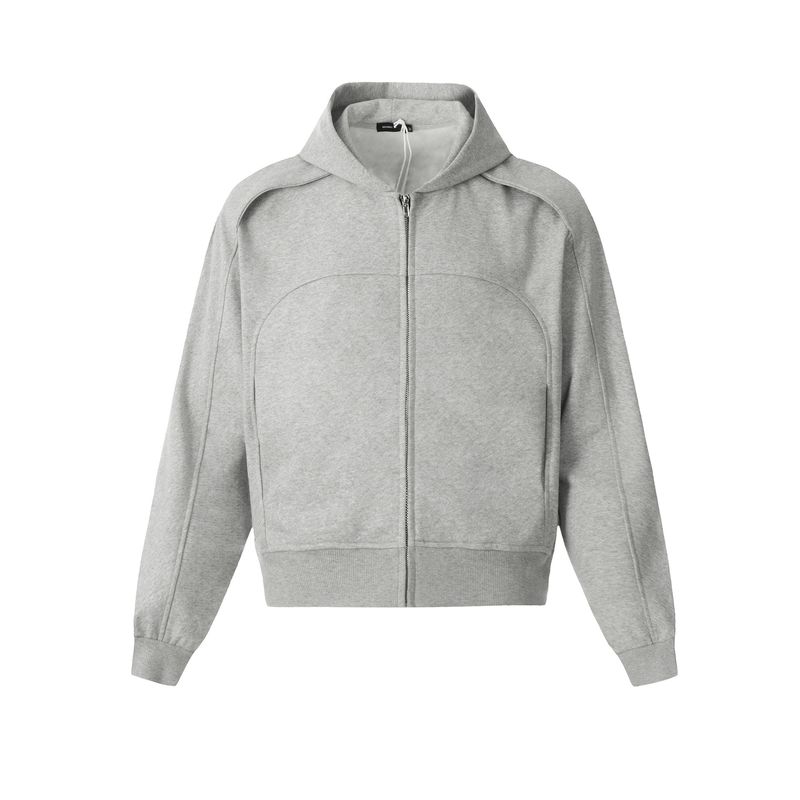 0183 Felpa con cappuccio e cardigan largo da uomo in stile americano, di alta qualità, alla moda, tinta unita, destrutturata_voghion.com
