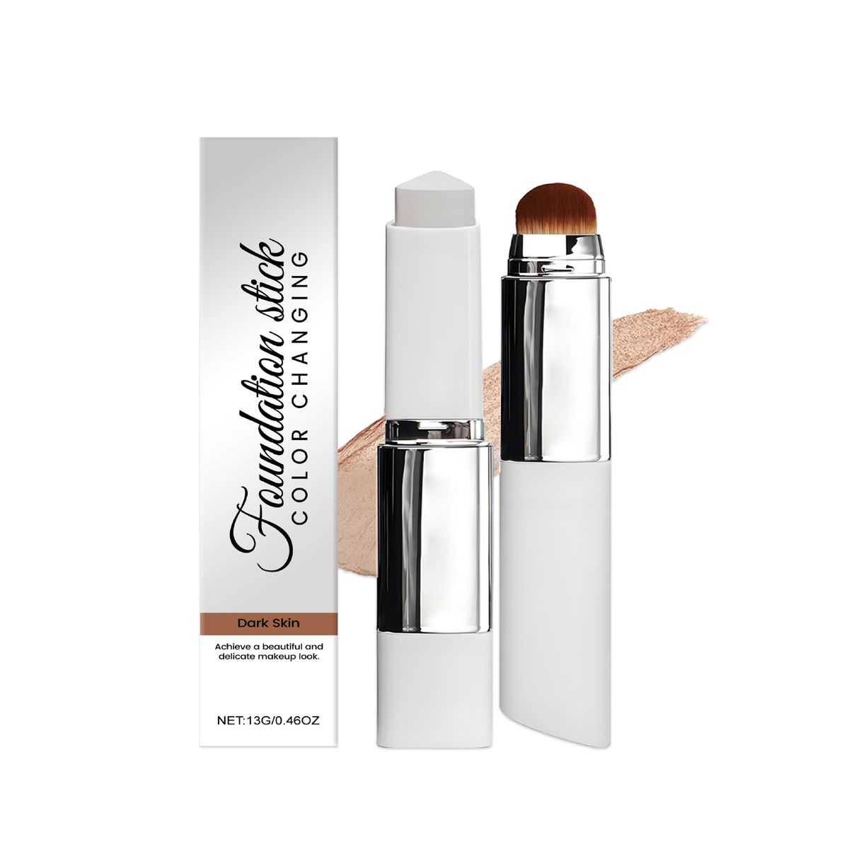 Two-in-one Color Changing Foundation Stick For Dark Tone Lightweight Texture Moisturizing Brightening Nourishing Skin_voghion.com