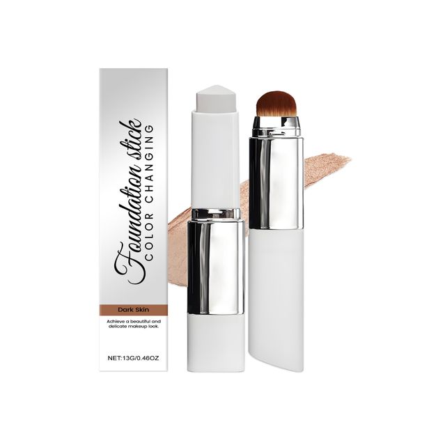 Two-in-one Color Changing Foundation Stick For Dark Tone Lightweight Texture Moisturizing Brightening Nourishing Skin_voghion.com