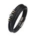 Stainless Multi-layer Braided Men's Titanium Steel Fashion Leather Bracelet Engraved Gift Set_voghion.com