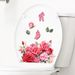Rose Schmetterling Abdeckung PVC N1916 Dekoration Toilette Wandaufkleber_voghion.com