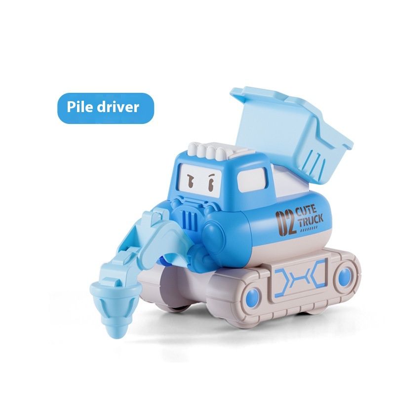 Q Niedliches und lustiges Kinderbagger-Technikfahrzeug Anti-Drop-Modell-Set Trägheitspressspielzeugauto_voghion.com