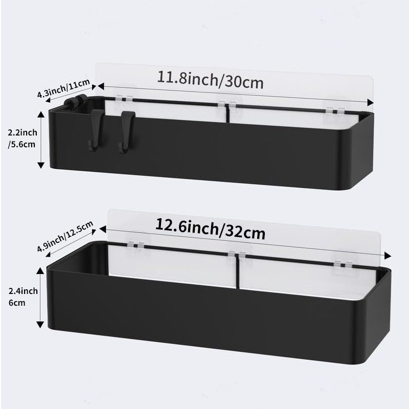 No-Drill Bathroom Shelf, Metal Wall Mounted Organizer For Shower & Toiletries, Space-Saving Cosmetic Holder, Rustproof Adjustable Storage Rack_voghion.com