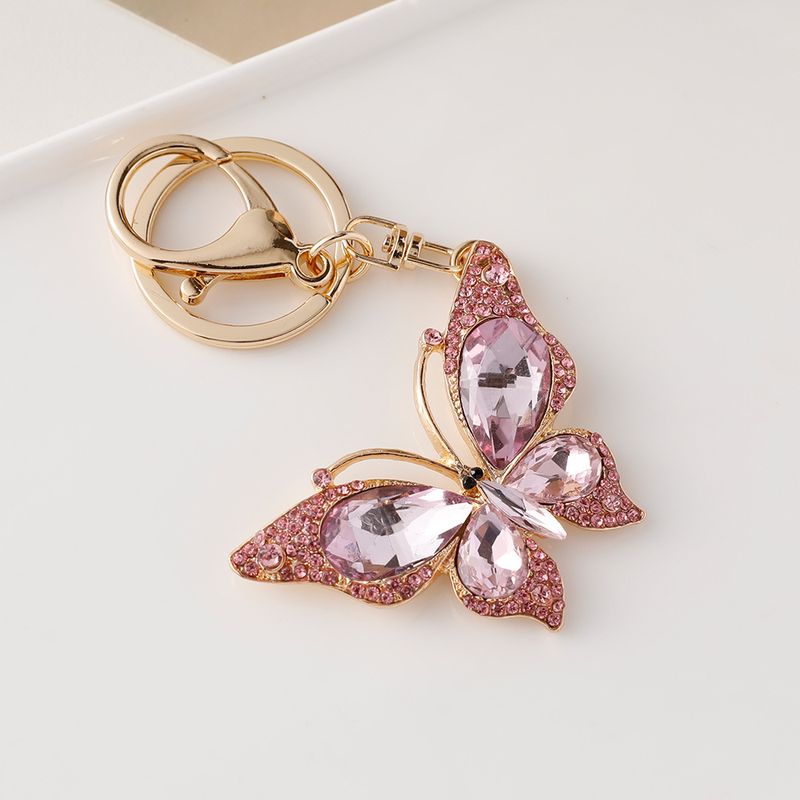 Portachiavi con ciondolo a forma di farfalla colorata in metallo con strass, a forma di insetto, regalo_voghion.com