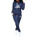 Women's Casual Hooded Sweatshirt & Jogger Pants Set - Stylish Winter Workout Outfit With Print Design_voghion.com