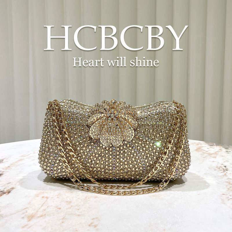 Goldfarbene Luxe-Abend-Clutch mit Strasssteinen – Elegante Handtasche mit Kristallschnalle für formelle Anlässe für Damen_voghion.com