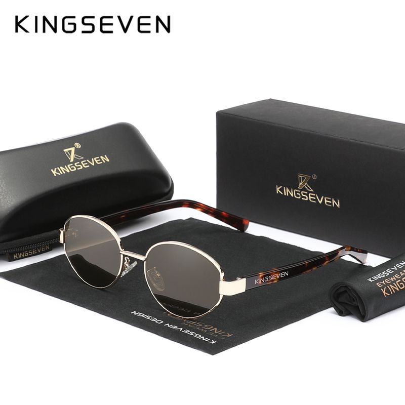 Moda KINGSEVEN Oval Güneş Gözlüğü Erkekler Kadınlar UV400 Retro Alaşımlı Çerçeve Açık Hava Sporları Gözlükleri Parlama Önleyici Gözlükler Tatil_voghion.com
