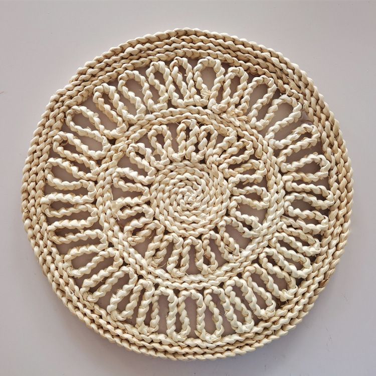 Tovagliette in foglie di mais intrecciate a mano - Set di 4 tovagliette resistenti al calore per sala da pranzo e caffè_voghion.com