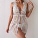 Stylish Striped Beach Cover Up With Button Front & Flowy A-Line Cut - Lightweight Mesh Sun Protection For Swimsuits, Sizes S-XL_voghion.com