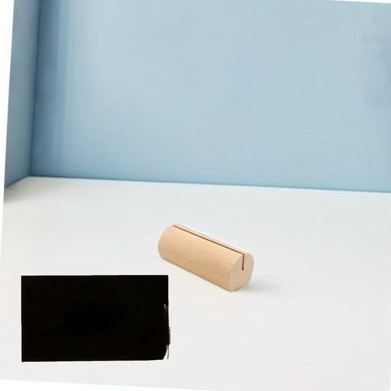 Cylindrical Wooden Card Holders ( 1 Table Sign Holders, 1 Small Black Cards）, Suitable For Wedding Parties, Offices, Homes, And Store Decorations._voghion.com