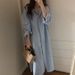 Korean Minimalist Long Sleeve Oversized Shirt With Lapel Collar – Lightweight Cotton Linen Blend For Sun Protection & Office Wear_voghion.com