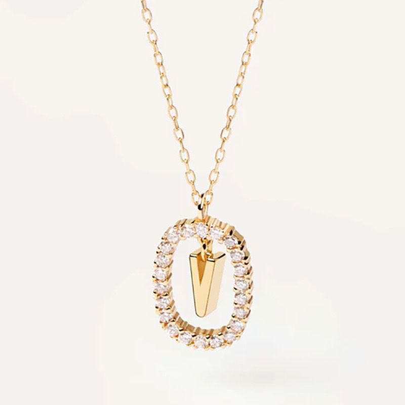 Spanish PD new French niche design gold English initials pendant light luxury high end women's necklace_voghion.com