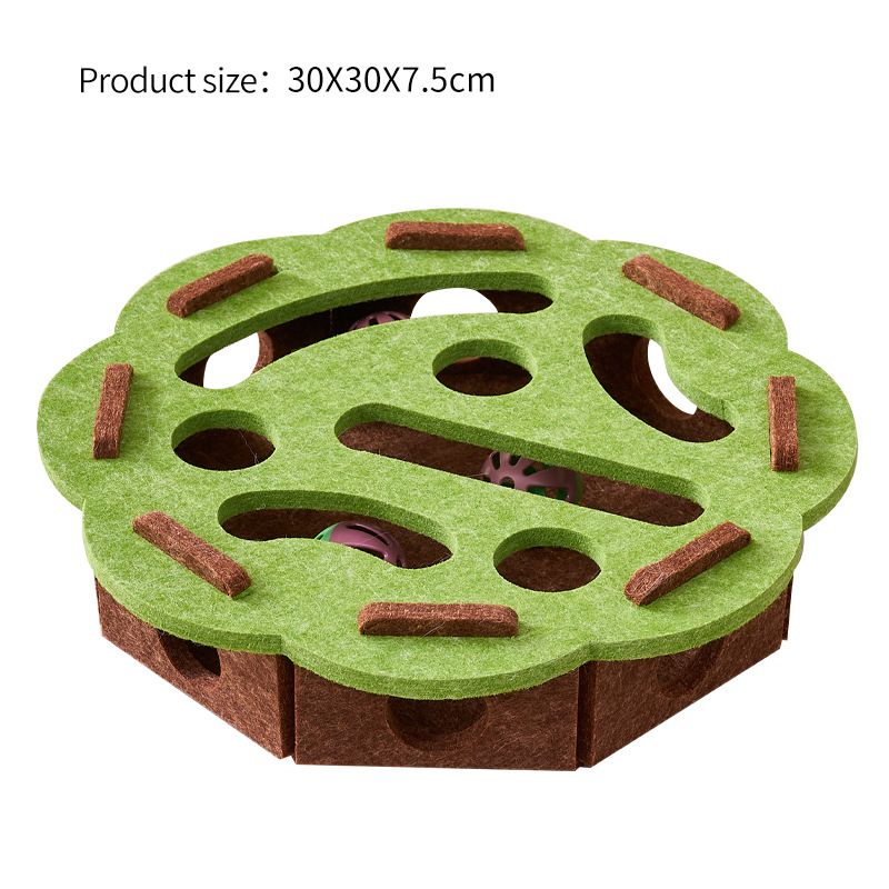 Toy Teaser Wand Self-Entertainment Gadget With Feather Cat Scratching Post Durable Rotating Ball Water Wood_voghion.com