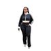 Women's New Fashion Elegant Commuter Slim Fit Color-Block Zipper Crop Top And Casual Pants Two-Piece Set_voghion.com