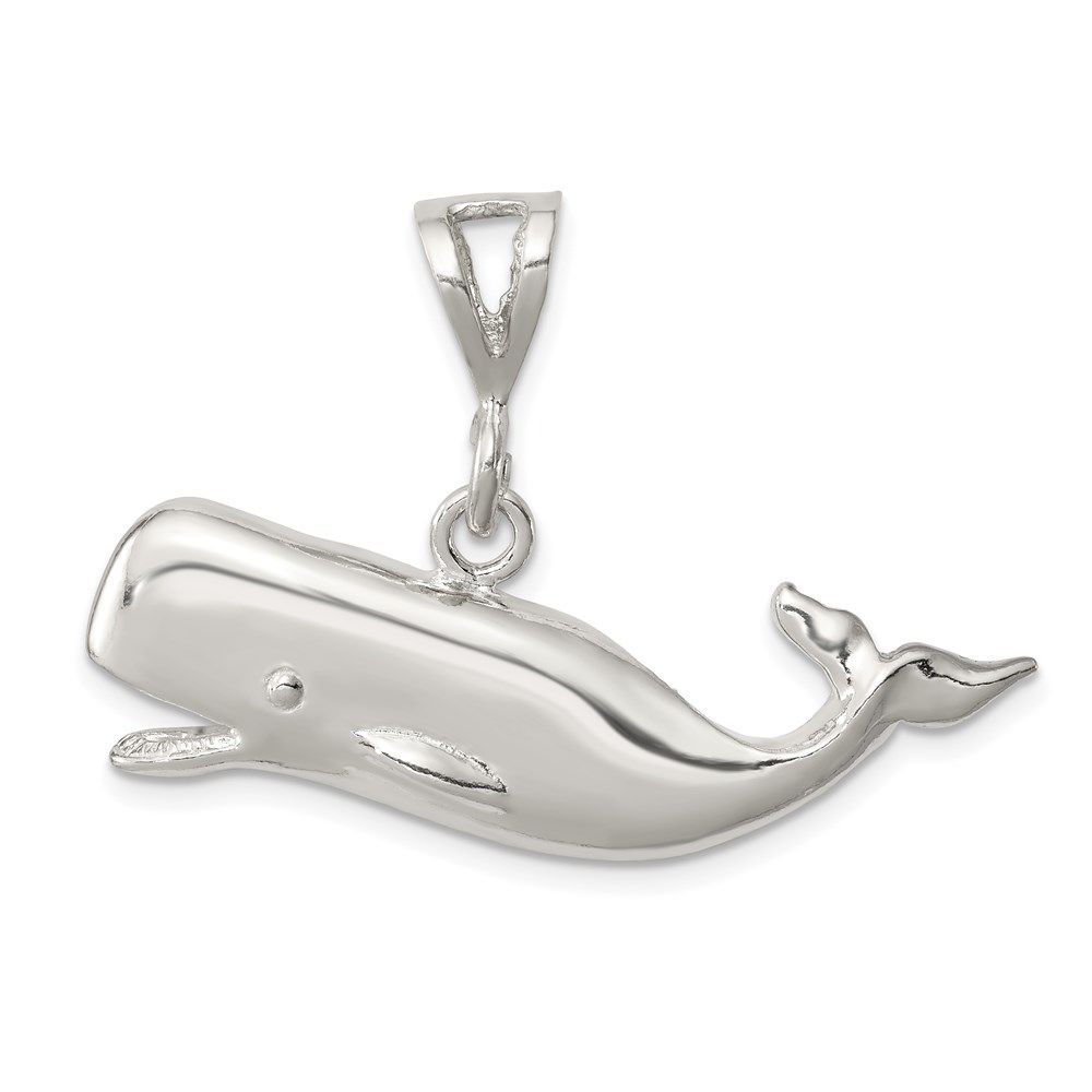 Sterling Silver Polished Whale With Open Mouth Pendant_voghion.com