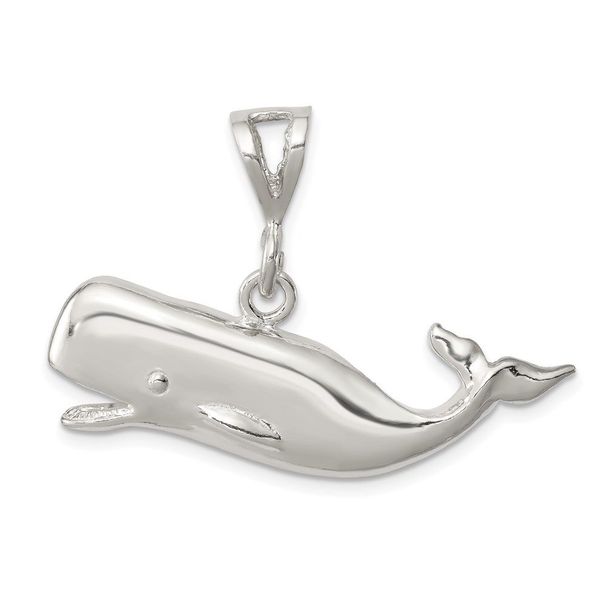 Sterling Silver Polished Whale With Open Mouth Pendant_voghion.com