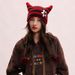 Abi style handmade cute five-star cat ear stripes demon warmth cover knitted ball sweater hat female_voghion.com