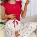 ChicShe Cross-Border Damen-Homewear-Pyjamahose mit Herzmuster, lange Hose, Rüschen, lässig, gerippt, tragbarer europäischer und amerikanischer Stil_voghion.com