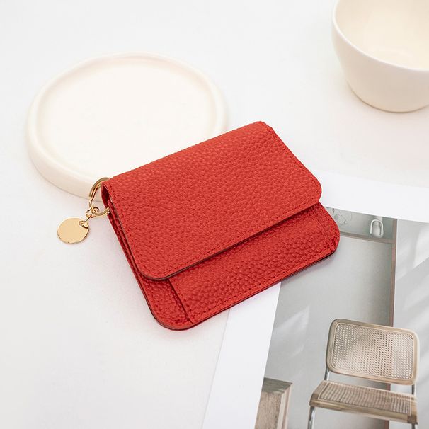 Women's Magnetic Buckle Wallet Short Stylish Multi Card Card Holder Ultra Thin Solid Color Coin Purse_voghion.com