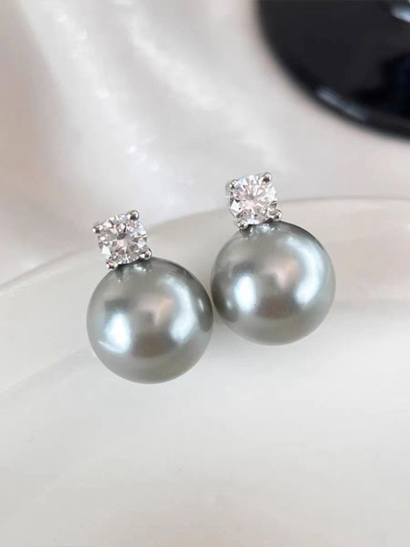 Orecchini raffinati, orecchini classici con perle della principessa Diana, orecchini in argento 925 con zirconi e temperamento a forma di nicchia, orecchini di alta qualità per autunno e inverno da donna._voghion.com