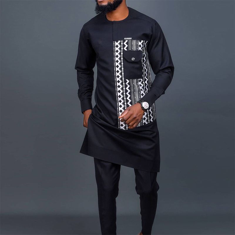 Moslemesch Männer Kostüm Nei Onofhängeg Hot Sale Ethnesche Stil Männerkostüm Täschedesign Schwaarz 112300_voghion.com