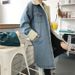 2022 Winter Korean Version Loose Plus Size Women's Lapel Lambswool Denim Jacket Mid Length Plus Velvet Thickened Cotton Coat_voghion.com