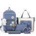 Four-piece Large Capacity Five-piece Backpack Printed Korean Version Harajuku Style Set Student School Bag_voghion.com