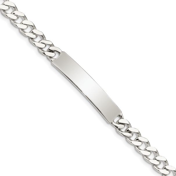 Sterling Silver 8inch Polished Engraveable Curb Link ID Bracelet_voghion.com