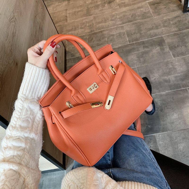 Borsa a tracolla da donna Borsa tote Borsa con stampa litchi Borsa a tracolla con sciarpa di seta alla moda Borsa a tracolla da donna_voghion.com