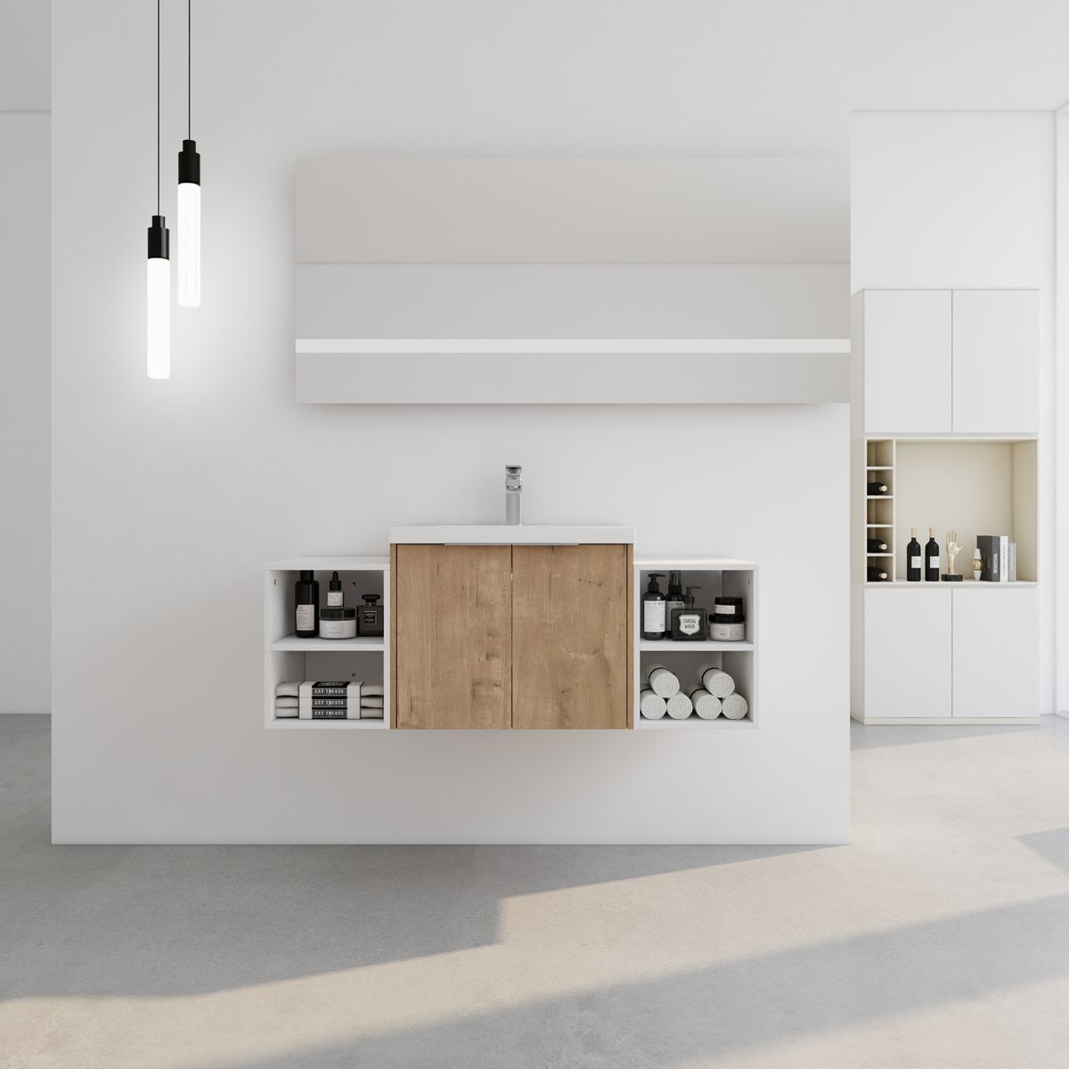 48 Inch Soft Close Doors Bathroom Vanity With Sink, Two Small Storage Shelves, 24" and 12" Combination Cabinet,(KD-Packing)_voghion.com