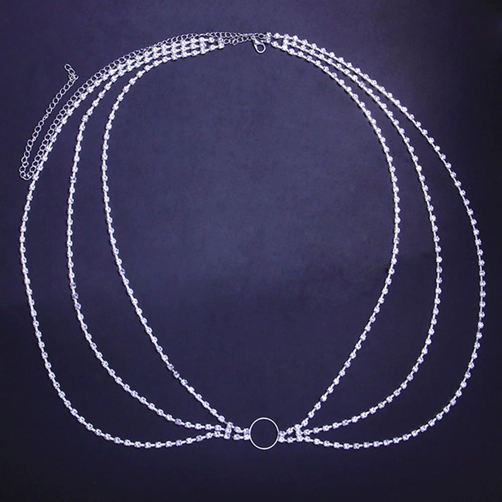 trendy round multi-layer rhinestone waist Chain summer beach bikini decoration body Chain_voghion.com