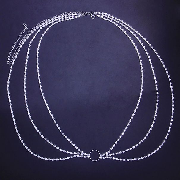 trendy round multi-layer rhinestone waist Chain summer beach bikini decoration body Chain_voghion.com