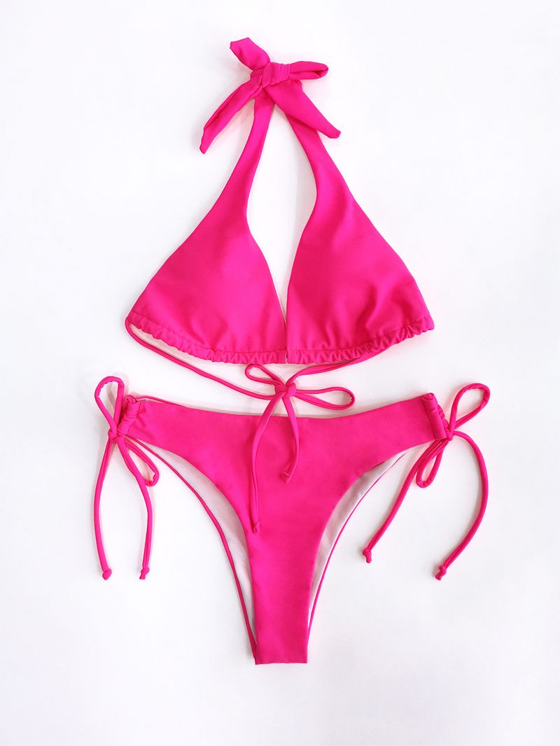 Maillot de bain sexy de couleur unie pour femme, vêtements de plage, vacances, bikini_voghion.com