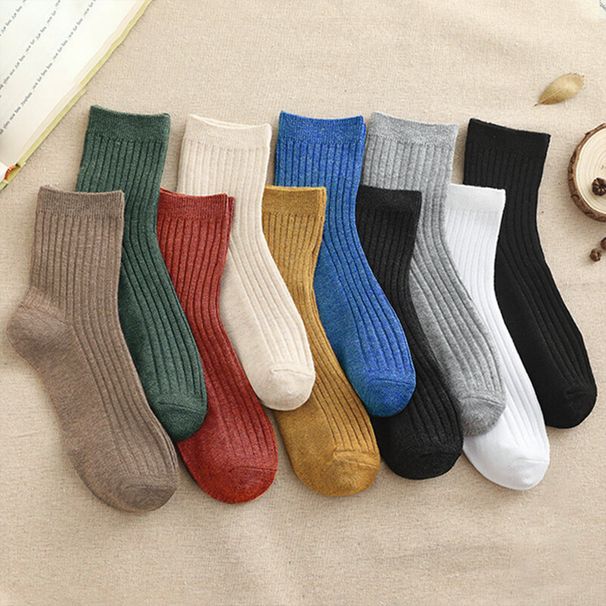 Chaussettes longues tube souples noires et blanches pour hommes et femmes, mi-mollet, emballage_voghion.com
