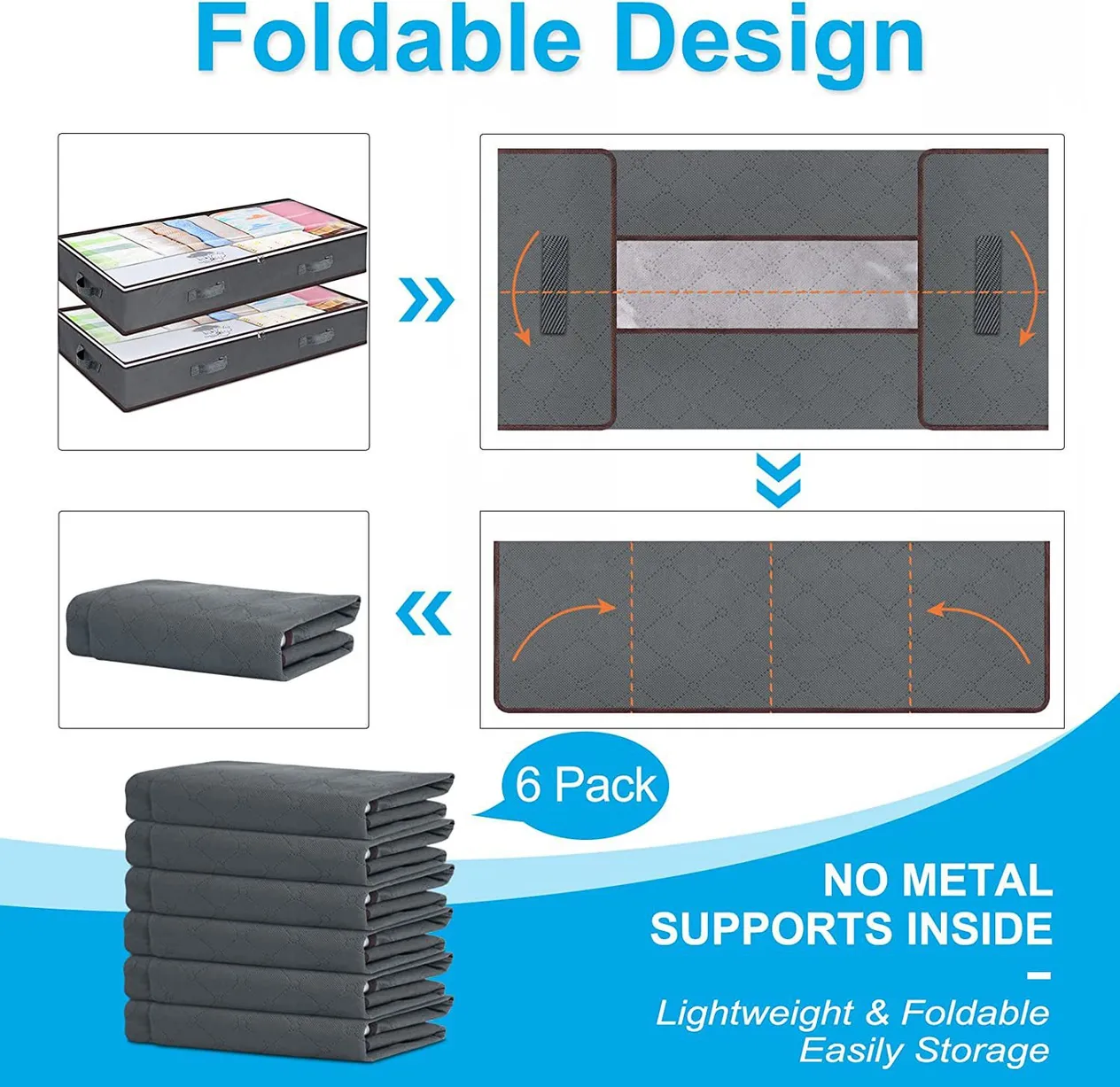 Boîte de rangement sous le lit, boîte de rangement transparente pour vêtements, sac de rangement pliable pour couette domestique_voghion.com