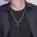 Collier avec pendentif croix en acier inoxydable style hip-hop pour homme, bijou simple et classique_voghion.com
