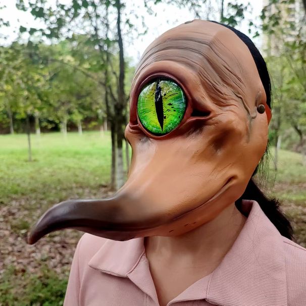 One-eyed Monster Long-beaked Bird Halloween Latex Half-face Mask_voghion.com