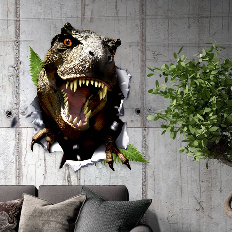dinozor kırık kağıt N1073 kendinden yapışkanlı 3D yaşam duvar çıkartması_voghion.com