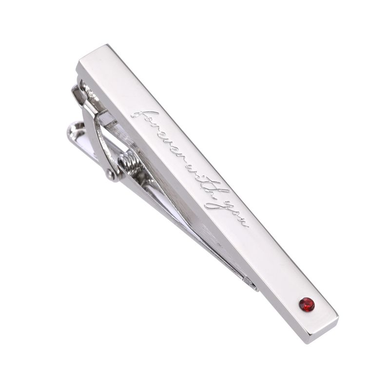 New men's high end mirror diamond tie clip engraved forever with you tie clip_voghion.com
