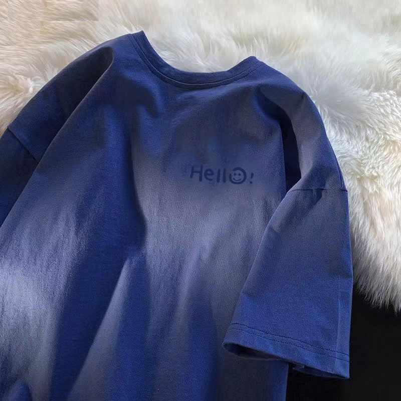 T-shirt corta da uomo e da donna in puro cotone da 260 g con stampa di lettere estive, ampia e alla moda, a maniche corte e minimalista_voghion.com