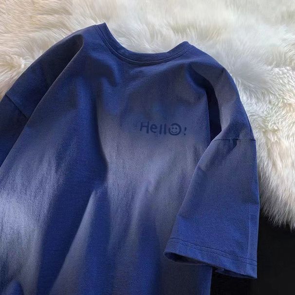 T-shirt corta da uomo e da donna in puro cotone da 260 g con stampa di lettere estive, ampia e alla moda, a maniche corte e minimalista_voghion.com