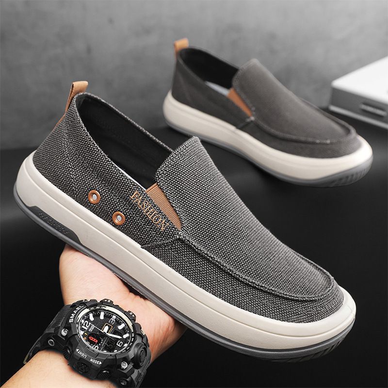 2025 Spring Summer New Casual Men's Trendy Versatile Boat Breathable Slip-On Canvas Shoes_voghion.com