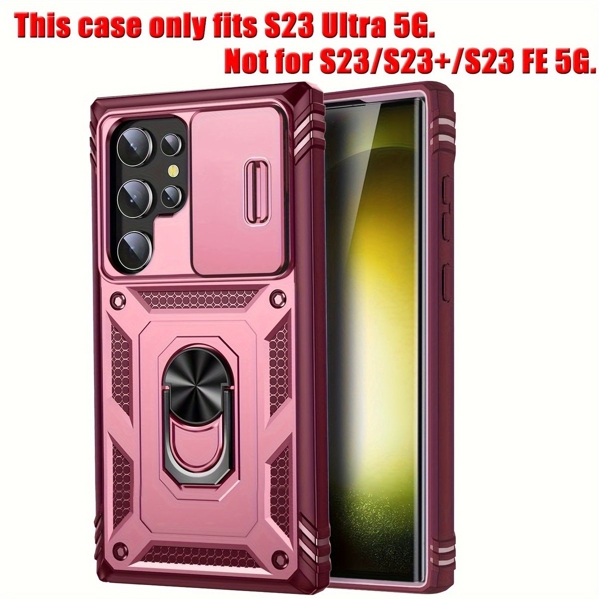 S23 Ultra 5G 6,8-inčna hibridna maskica za telefon, izdržljiva zaštitna maskica s prstenastim postoljem, utorom za karticu, zaštitom za kameru i preciznim izrezima za jednostavan pristup_voghion.com