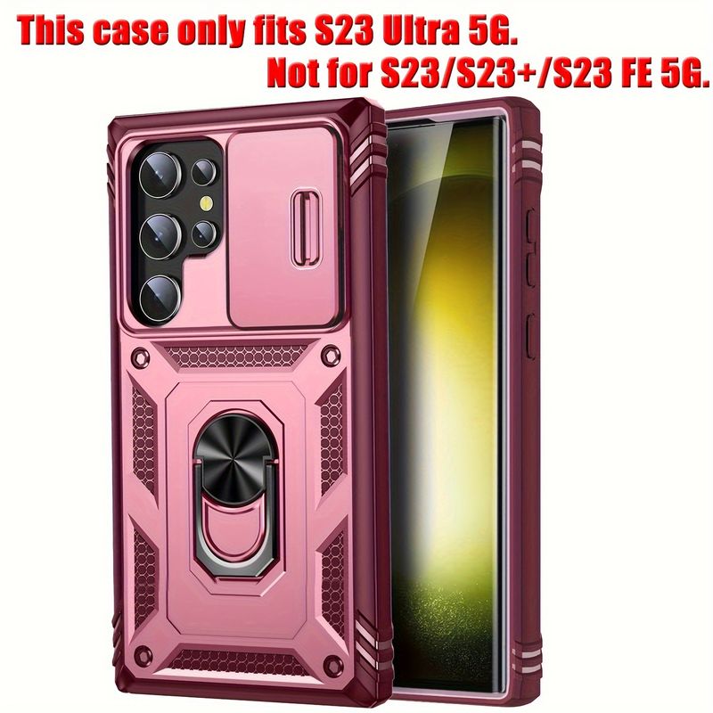 S23 Ultra 5G 6.8-Inch Hybrid Phone Case Durable Protective Cover with Ring Kickstand Card Slot, Camera Protection, and Precise Cutouts for Easy Access_voghion.com
