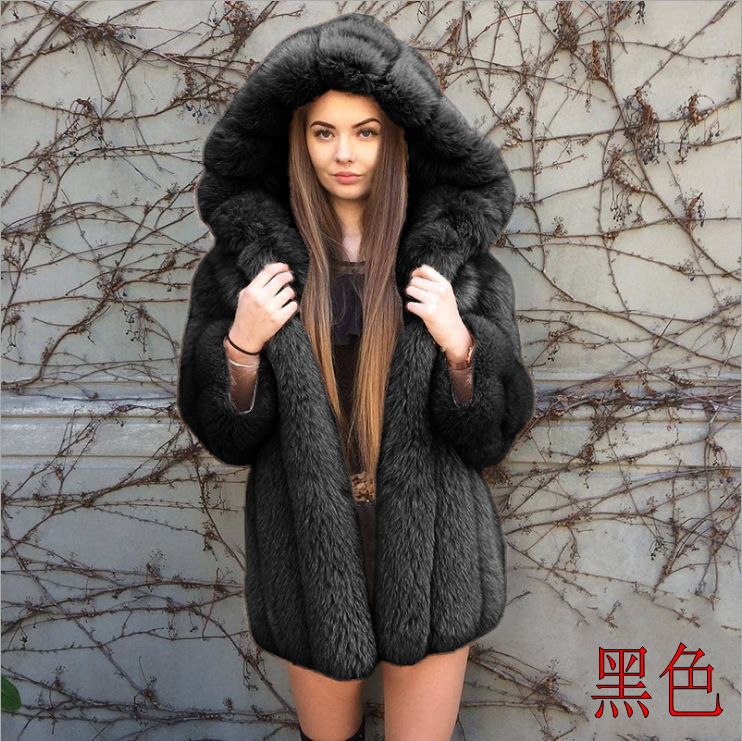 Women's solid color long sleeve faux fur coat_voghion.com
