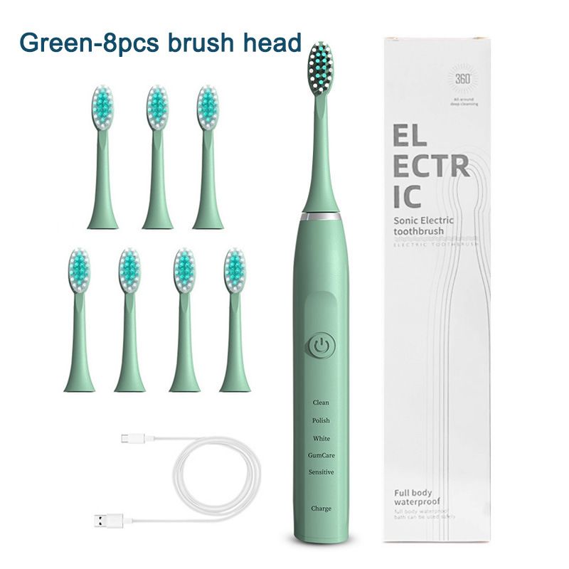 Brosse à dents électrique sonique 2024 à 3 têtes, 5 vitesses, chargement USB, entièrement automatique, poils souples, IPX7_voghion.com