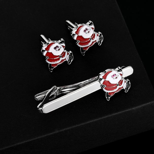 hot selling Santa Claus cufflinks tie clip set personalized holiday gift Christmas shirt accessories_voghion.com