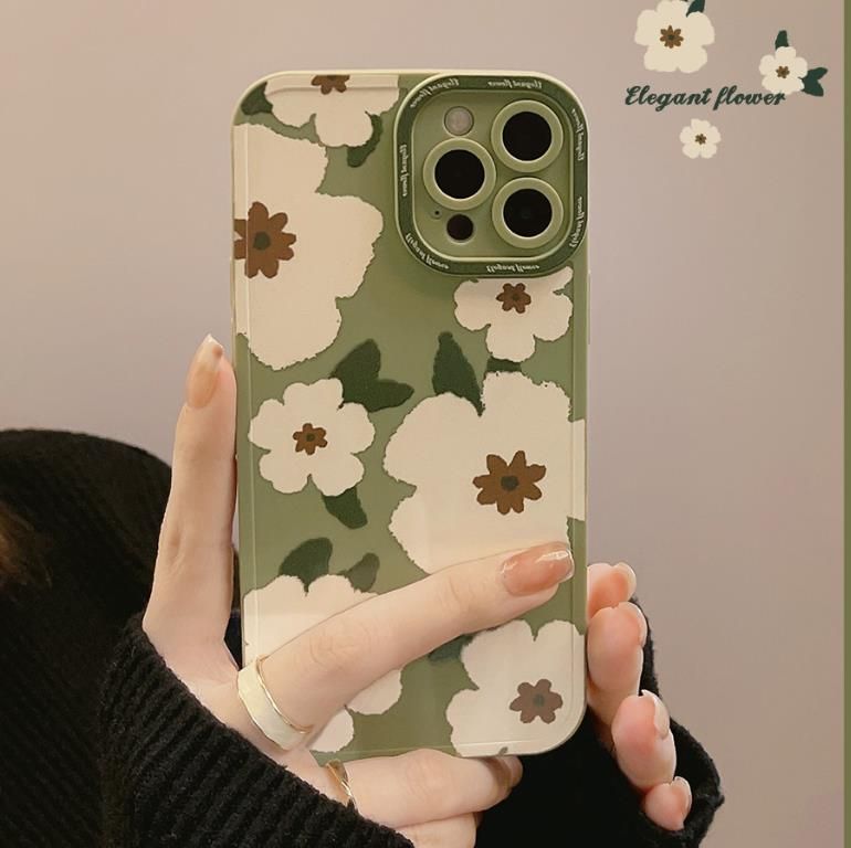 Unschlagbare Qualität für Flower 15 14 Pro Max Plu Handyhülle für iPhone 12 Mini Welliger Rand 11 13 X XR Original Floral Schöne_voghion.com